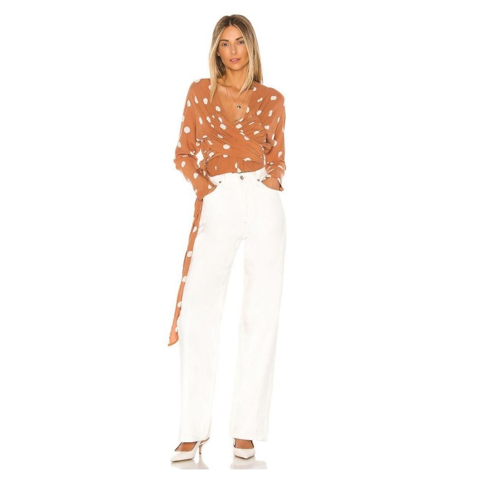 NWT L’ACADEMIE The Lydie Top in Rust & Ivory Dot S - Picture 3 of 6